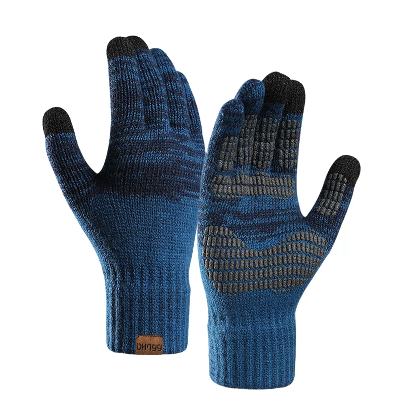 CONTRAST COLOR FLEECE THICKEN COLD-PROOF TOUCH SCREEN NON-SLIP KNITTED GLOVES