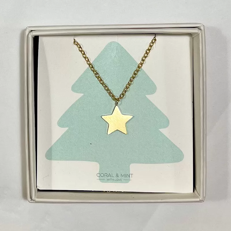 Coral & Mint Gold Star Necklace