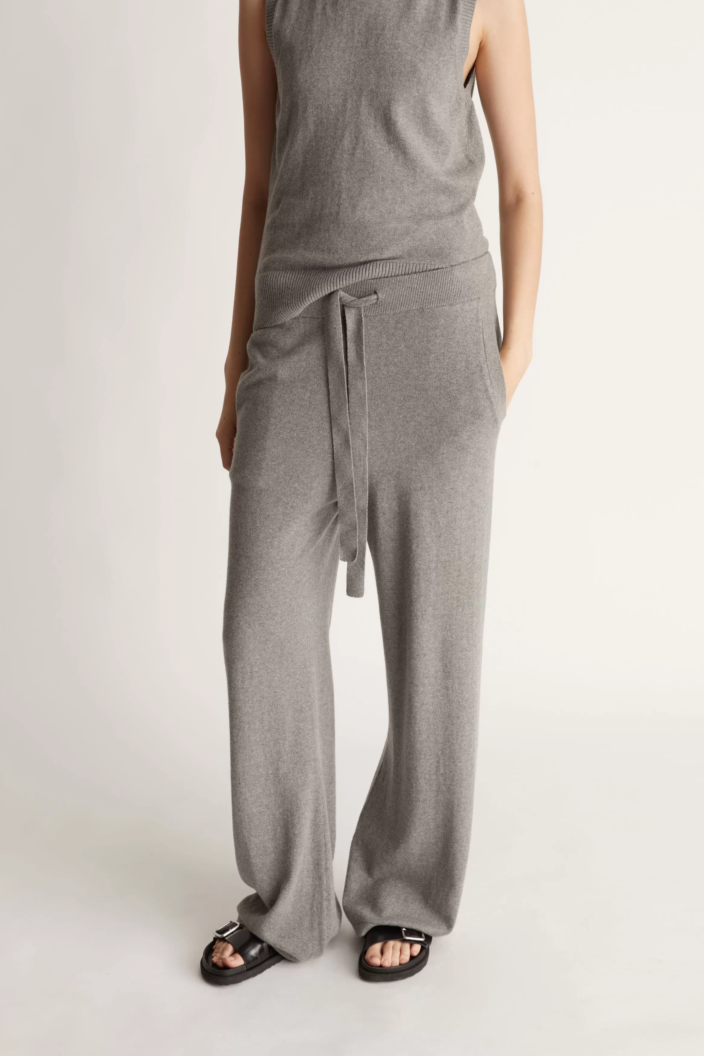 Cotton Cashmere Wide Leg Pant