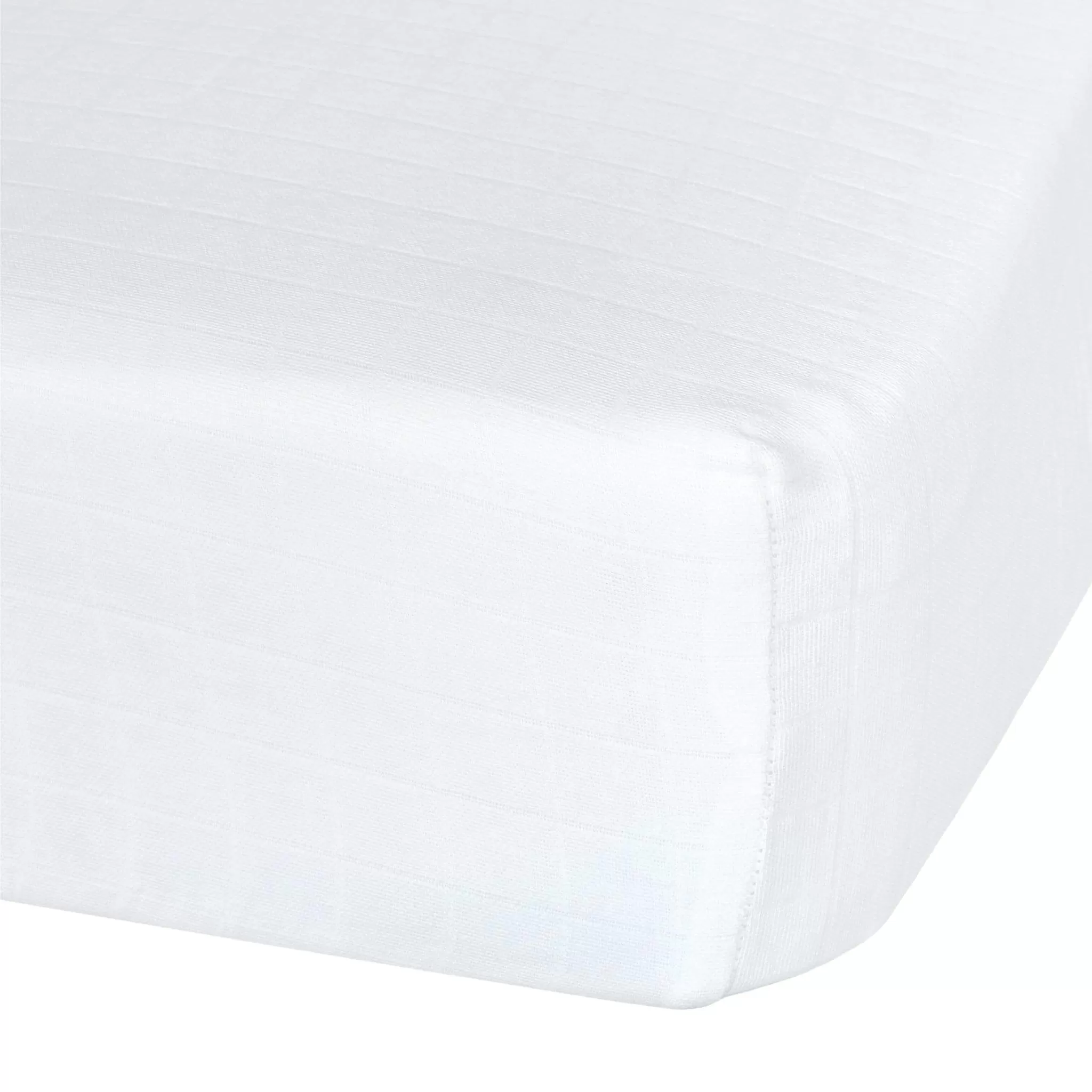 Cotton muslin fitted sheet - White