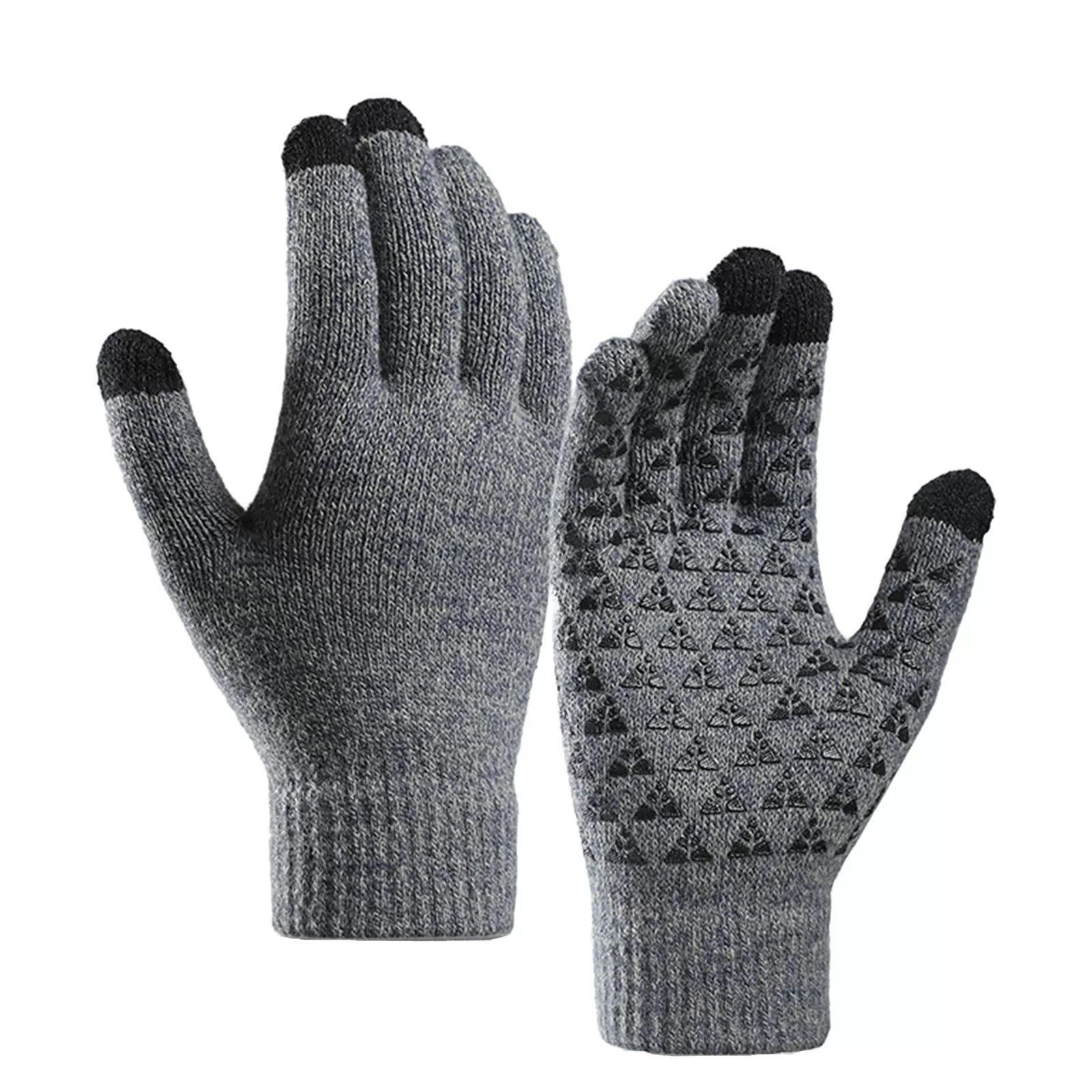 COUPLES FLEECE THICKENED COLD-PROOF TOUCH SCREEN NON-SLIP KNITTED GLOVES