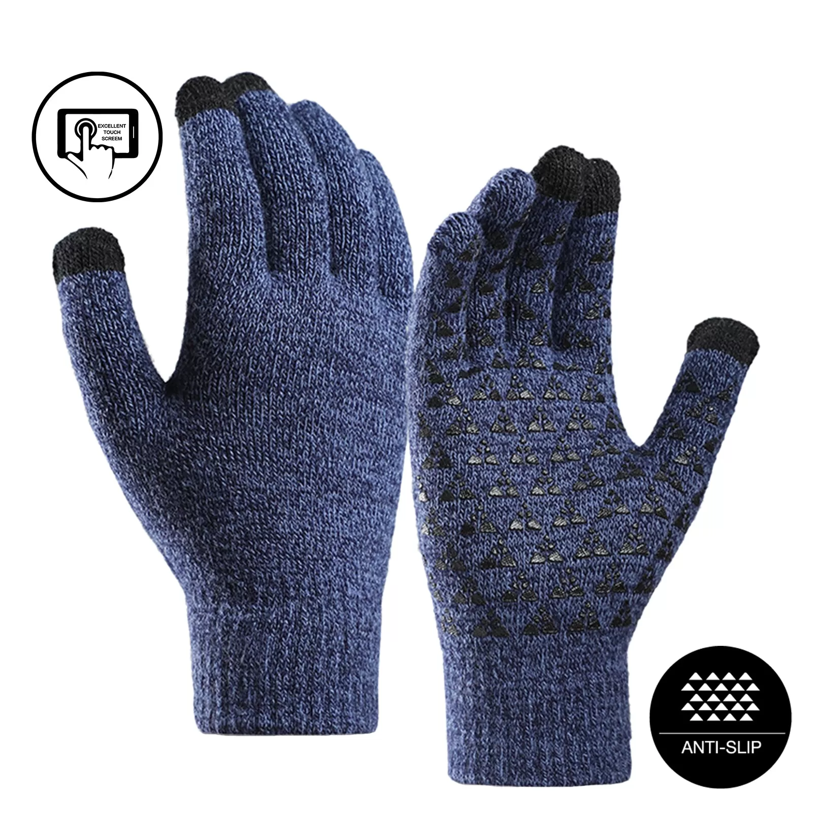 COUPLES FLEECE THICKENED COLD-PROOF TOUCH SCREEN NON-SLIP KNITTED GLOVES