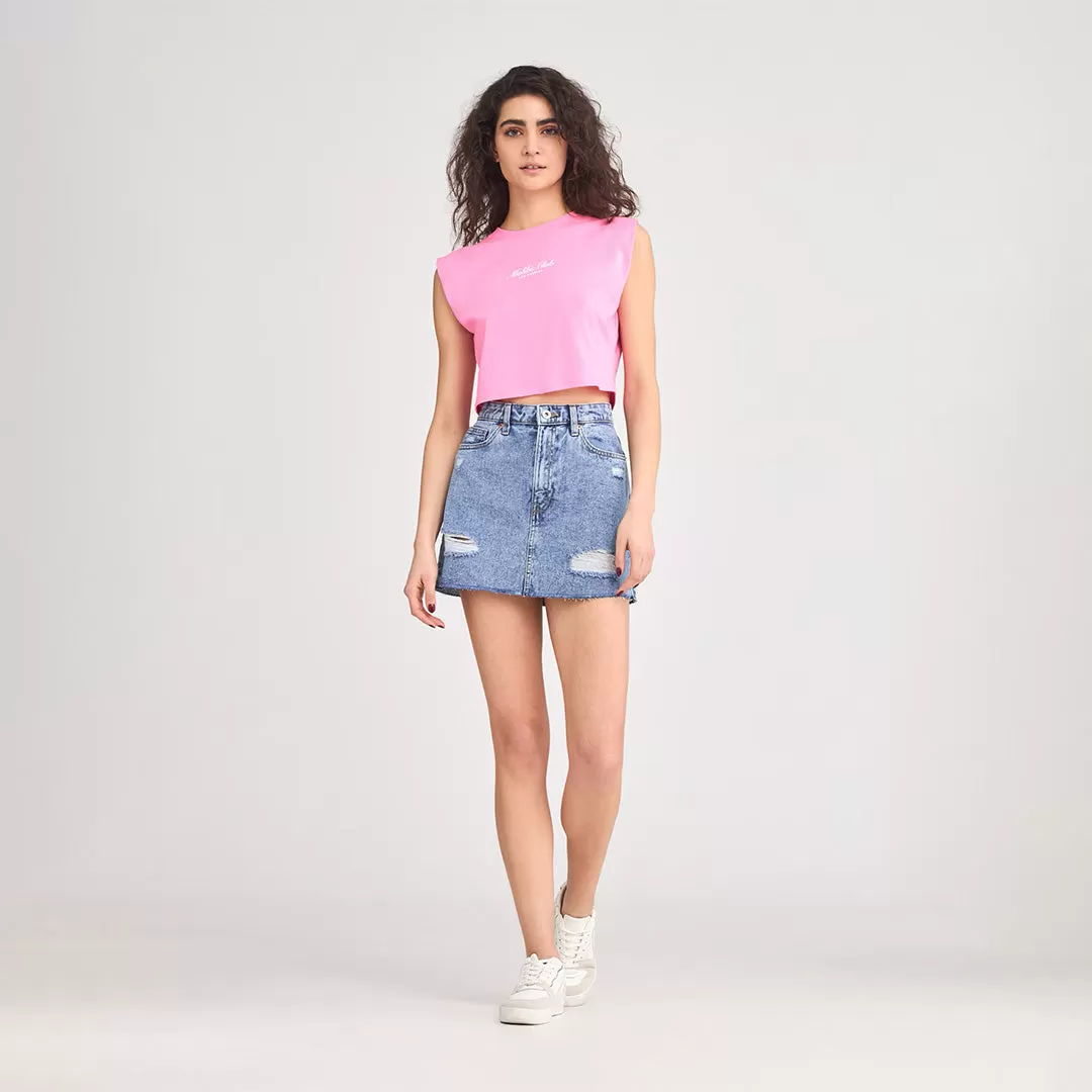 Crew Neck Short Sleeve Cropped T-Shirt