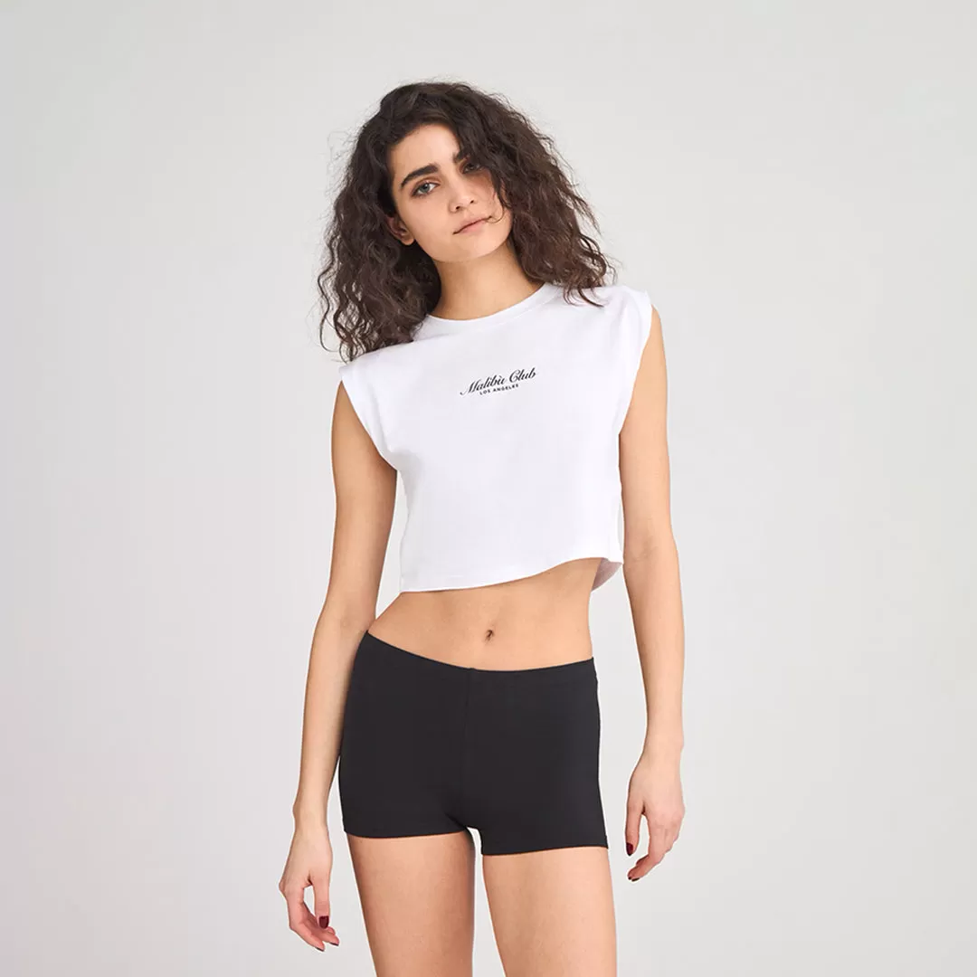 Crew Neck Short Sleeve Cropped T-Shirt