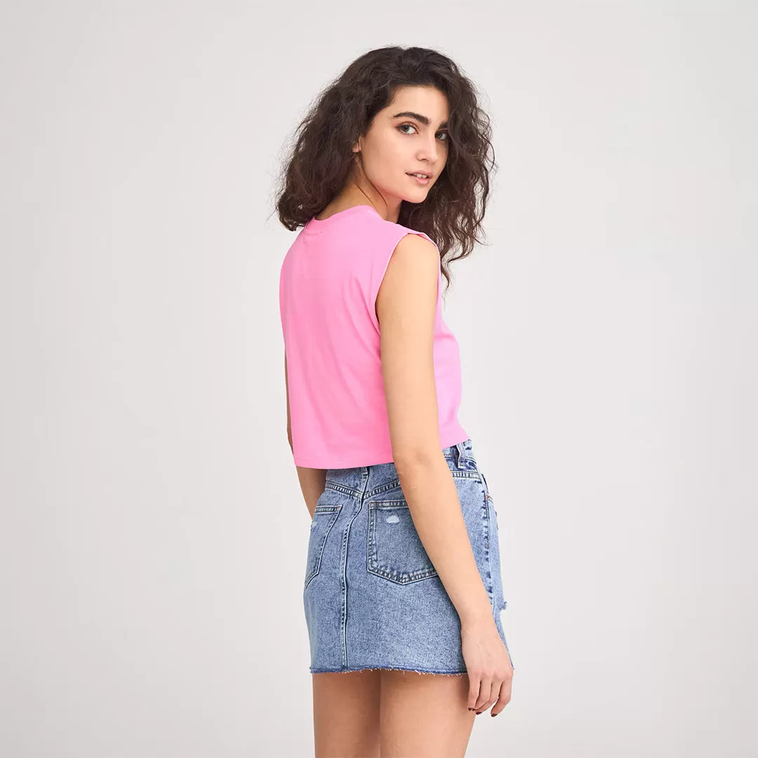 Crew Neck Short Sleeve Cropped T-Shirt