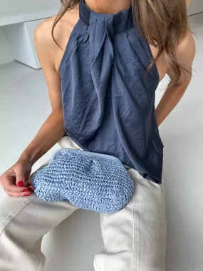 Crochet clutch light blue