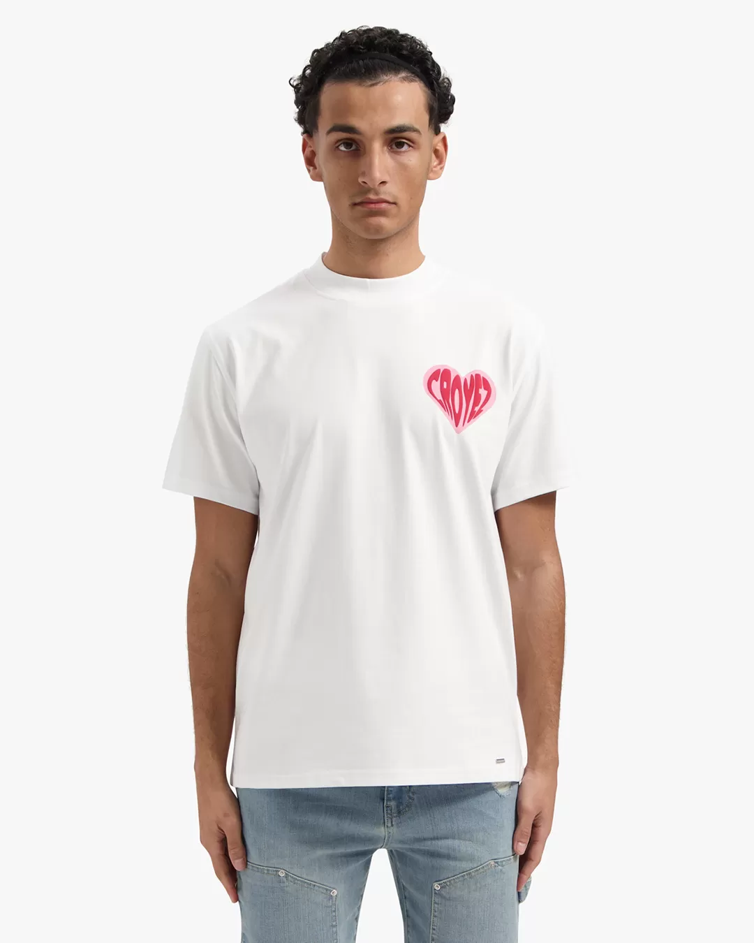 Croyez Puffed Heart T-Shirt | White/Red