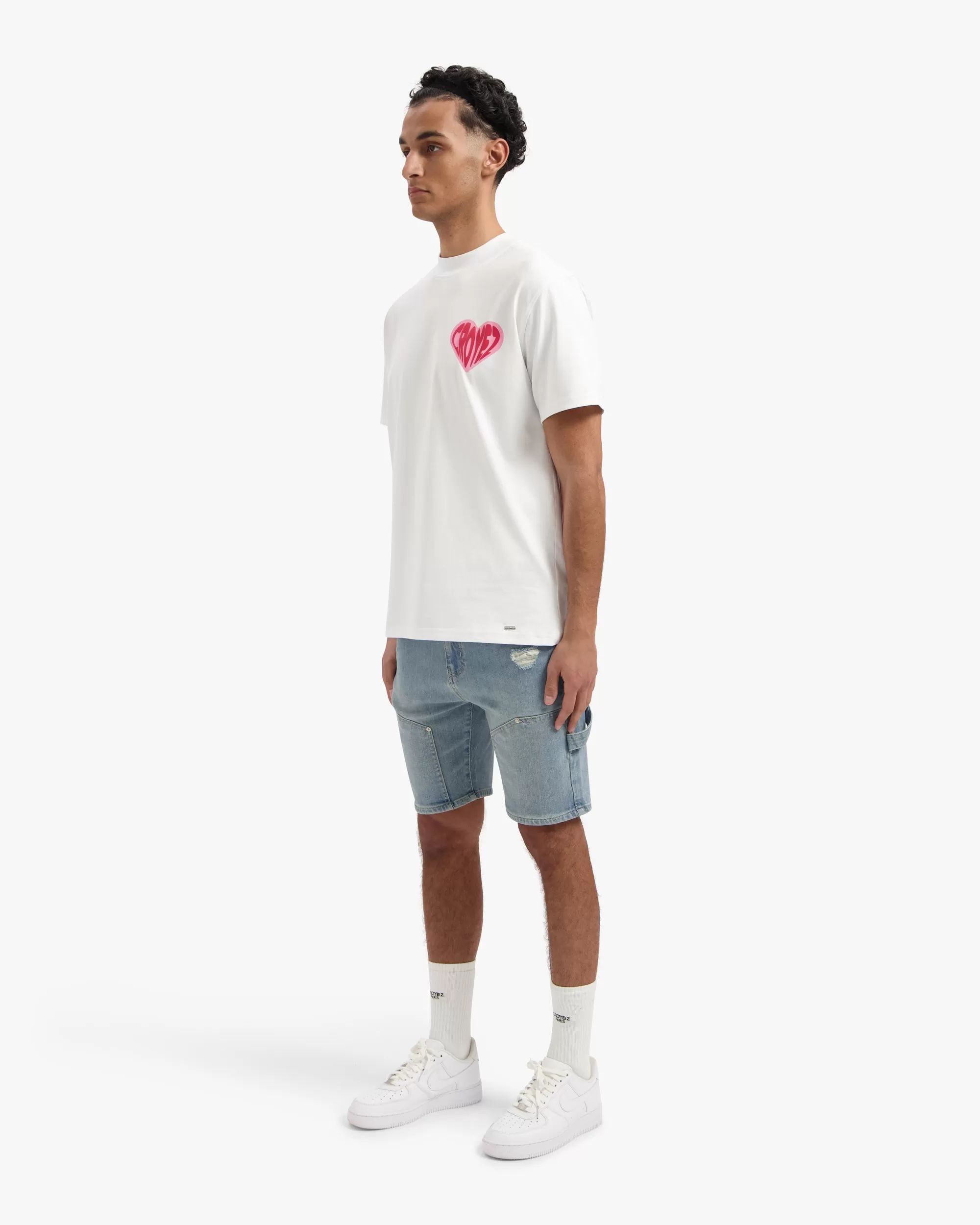 Croyez Puffed Heart T-Shirt | White/Red