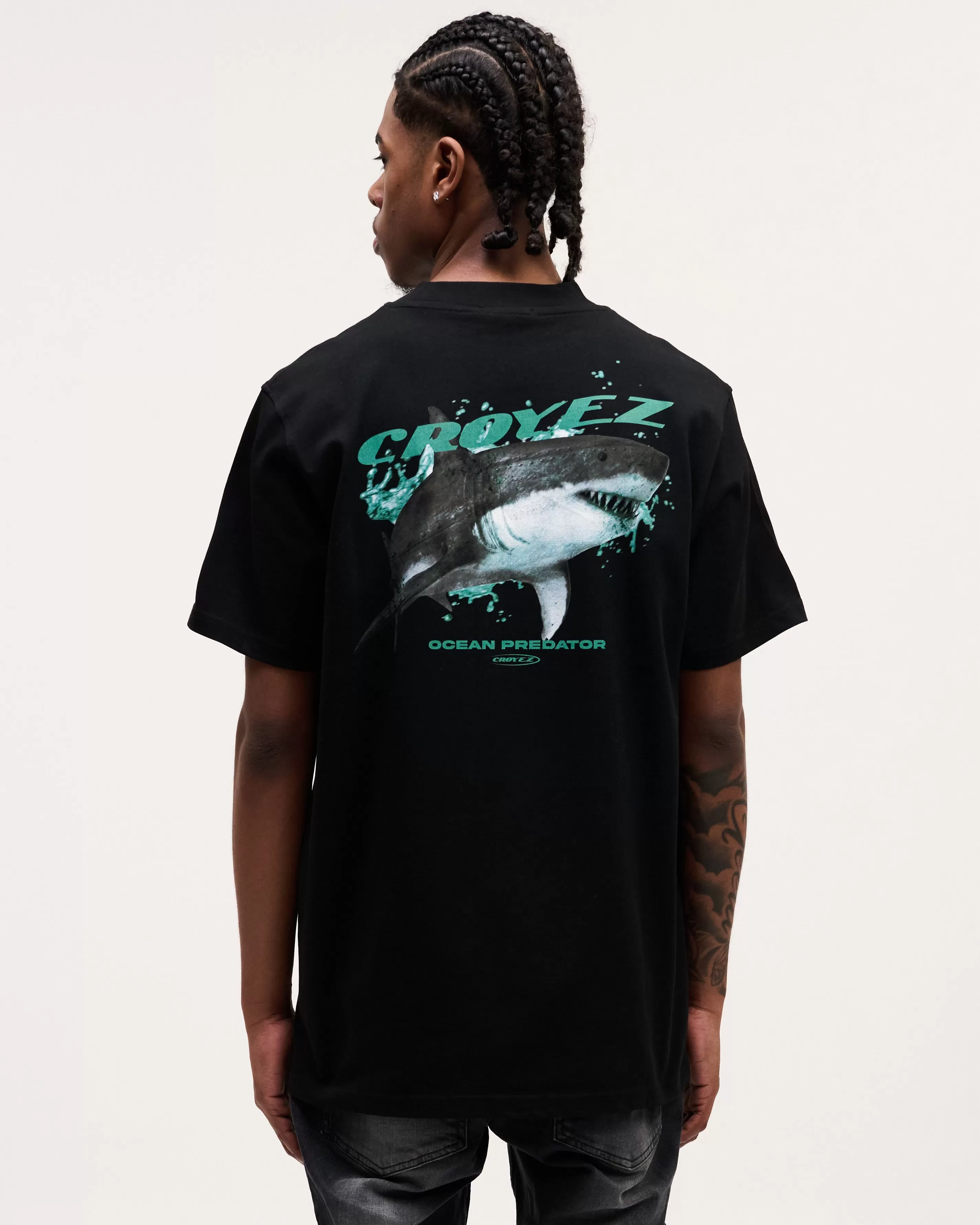 CROYEZ SHARK T-SHIRT - BLACK/TEAL