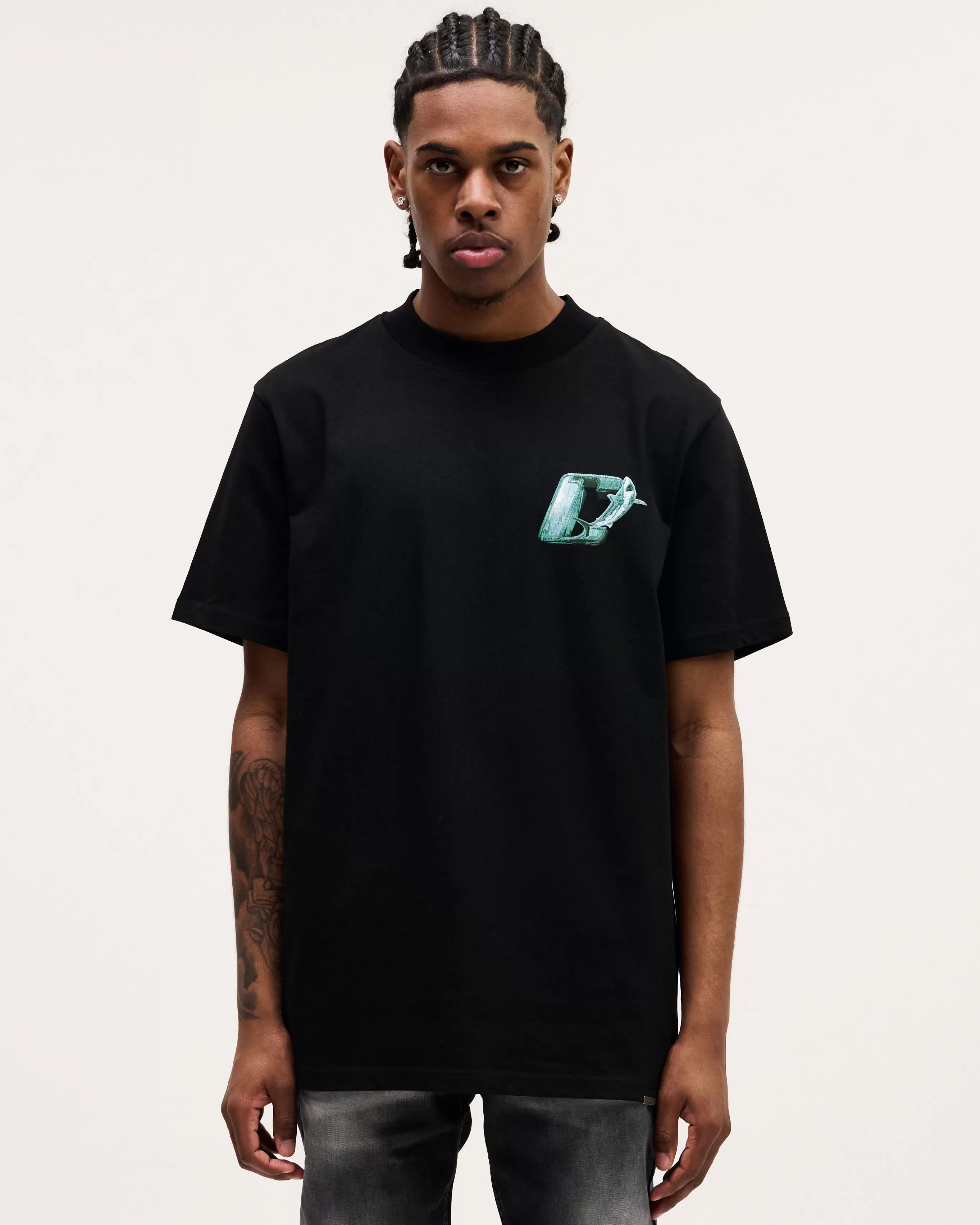 CROYEZ SHARK T-SHIRT - BLACK/TEAL