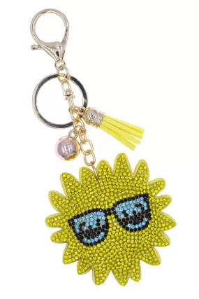 Crystal Breeze Yellow Sun Tassel Puff Key Chain