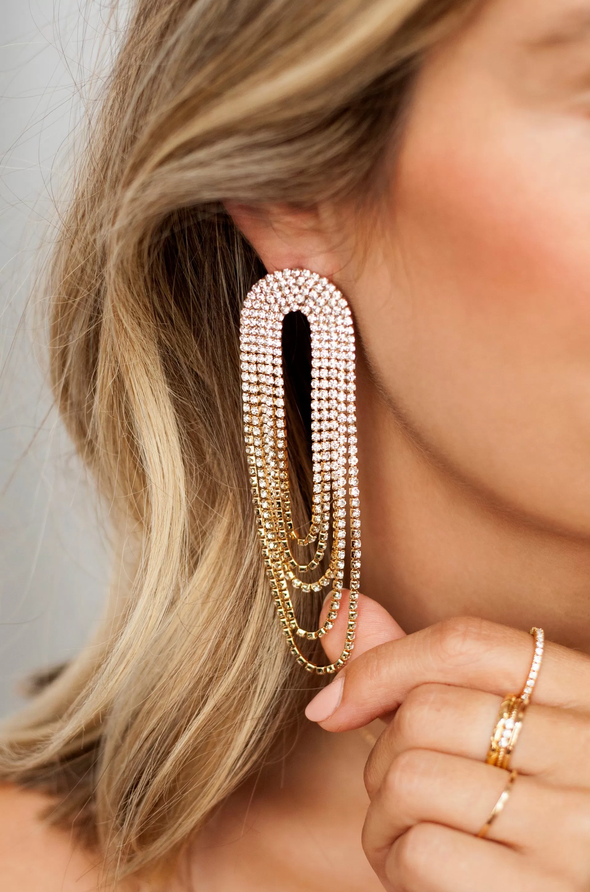 Crystal Drape Fringe Earrings