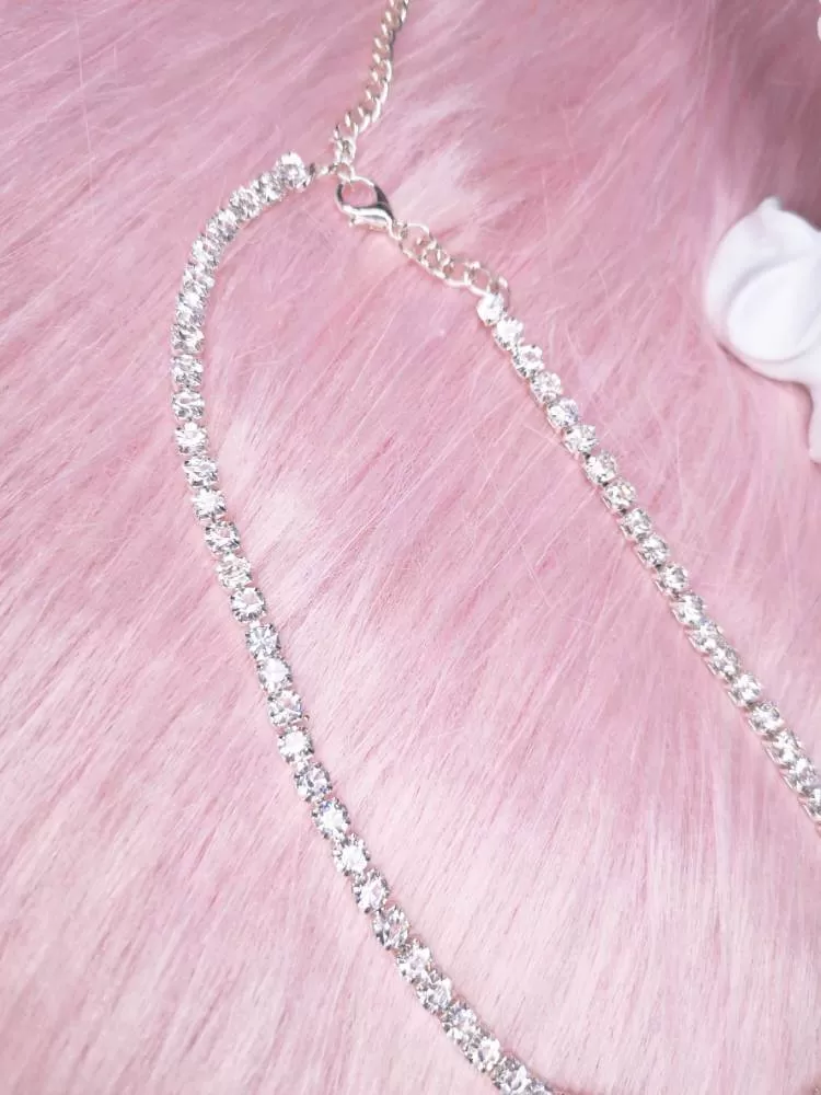 Crystal Rhinestone Thin Choker Necklace