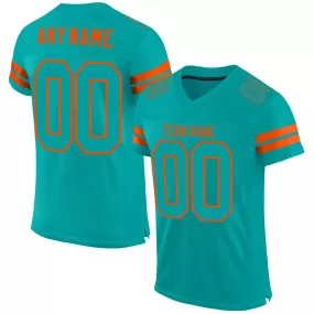 Custom Aqua Aqua-Orange Mesh Authentic Football Jersey