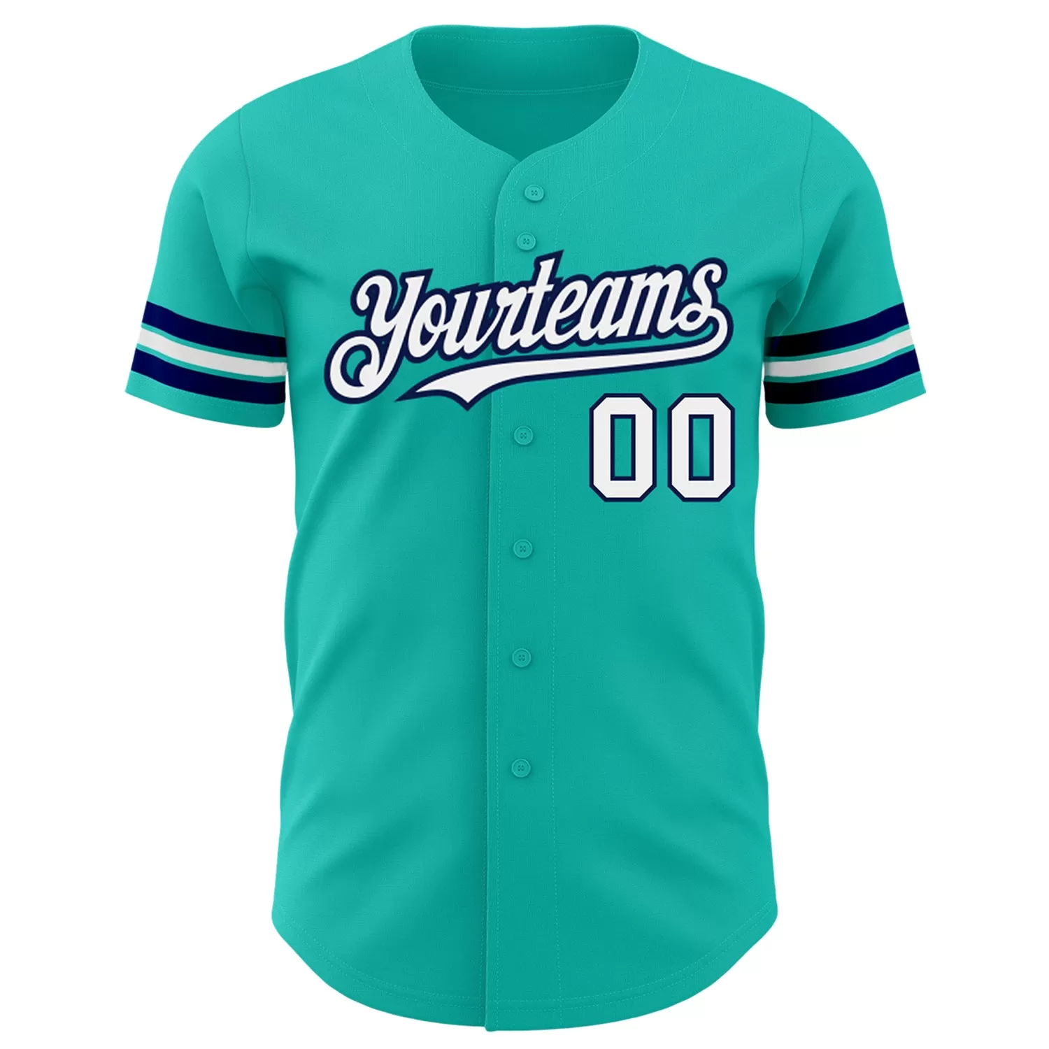 Custom Aqua White-Navy Authentic Baseball Jersey