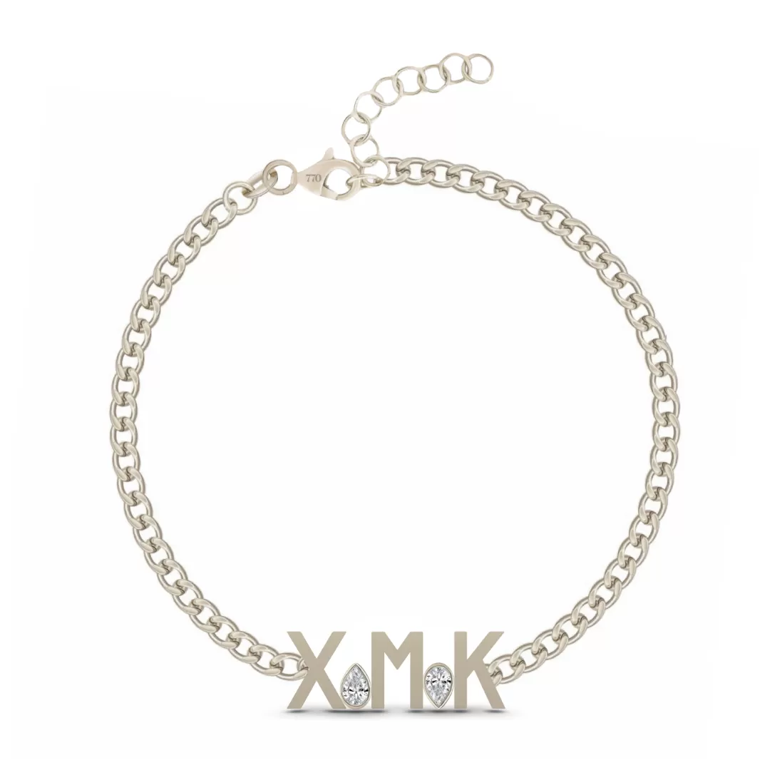 Custom Cuban Link Solid Initials   Mixed Shapes Bracelet