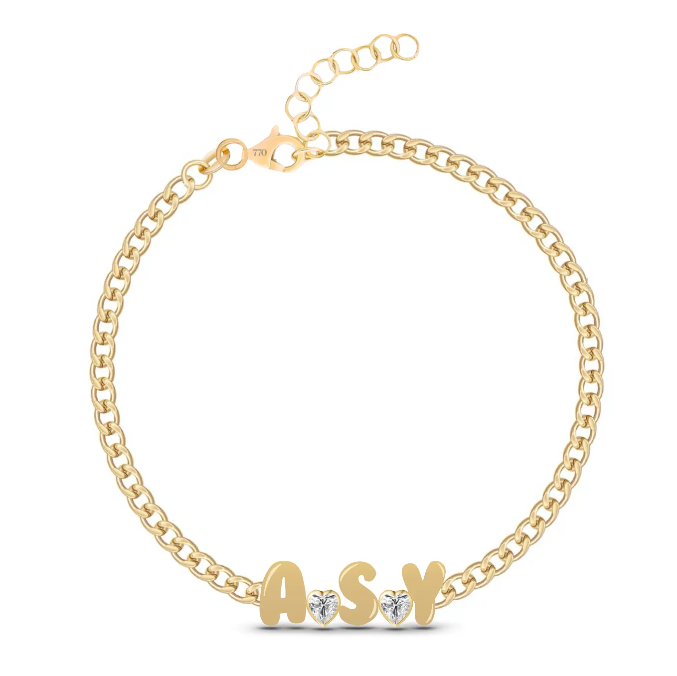 Custom Cuban Link Solid Initials   Mixed Shapes Bracelet