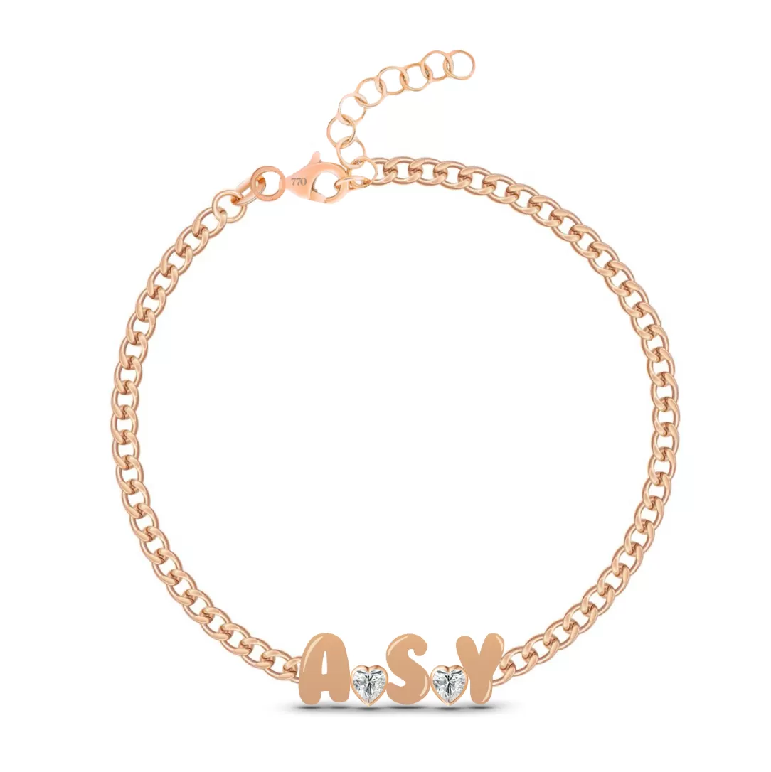 Custom Cuban Link Solid Initials   Mixed Shapes Bracelet