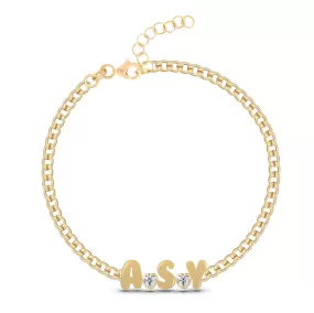 Custom Cuban Link Solid Initials   Mixed Shapes Bracelet