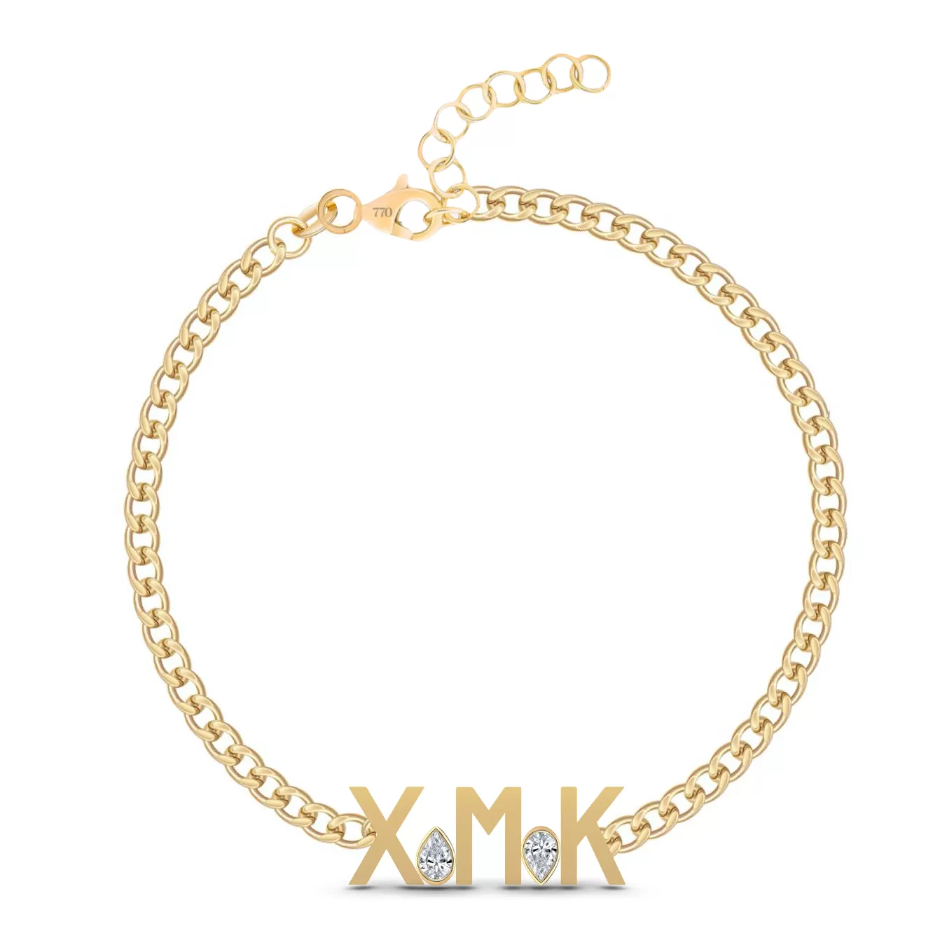 Custom Cuban Link Solid Initials   Mixed Shapes Bracelet