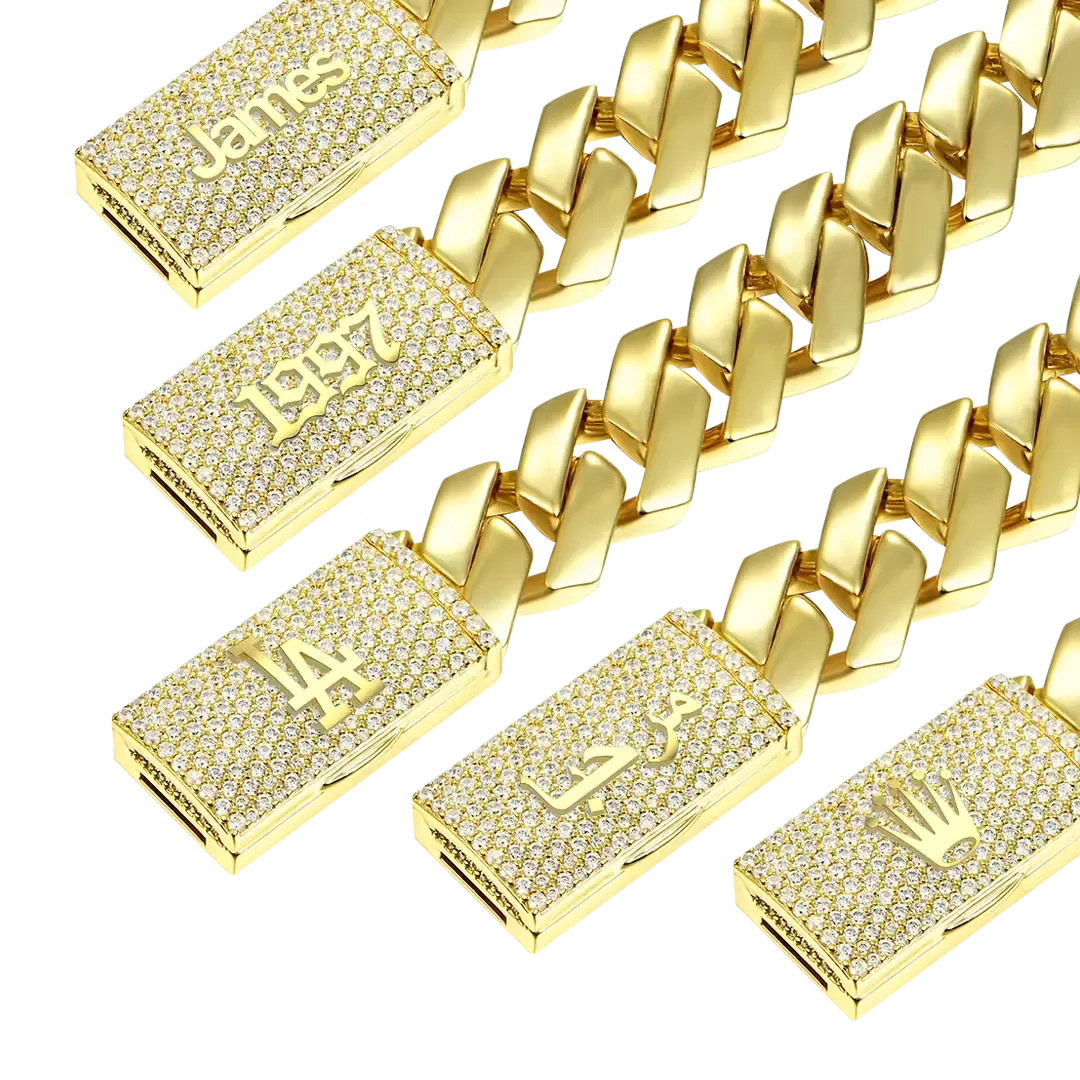 Custom Plain Gold Prong Cuban Link Chain