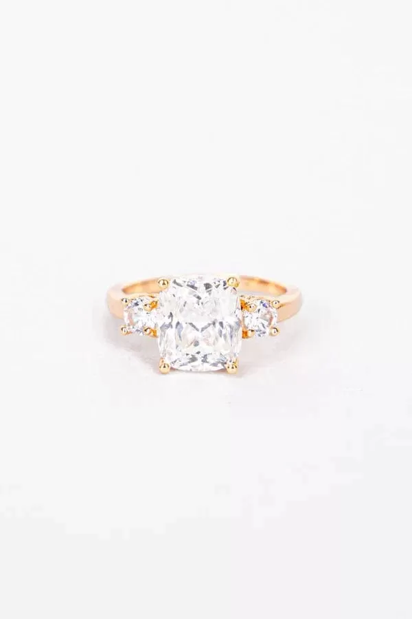 CZ diamond ring rose gold