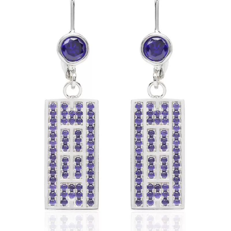 CZ Tennis Court Lever Back Earrings