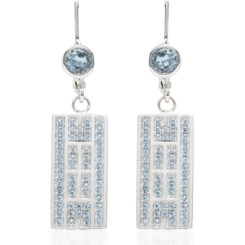 CZ Tennis Court Lever Back Earrings