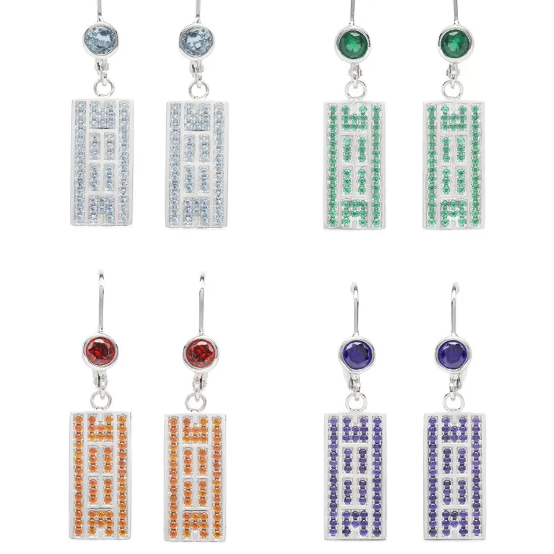 CZ Tennis Court Lever Back Earrings