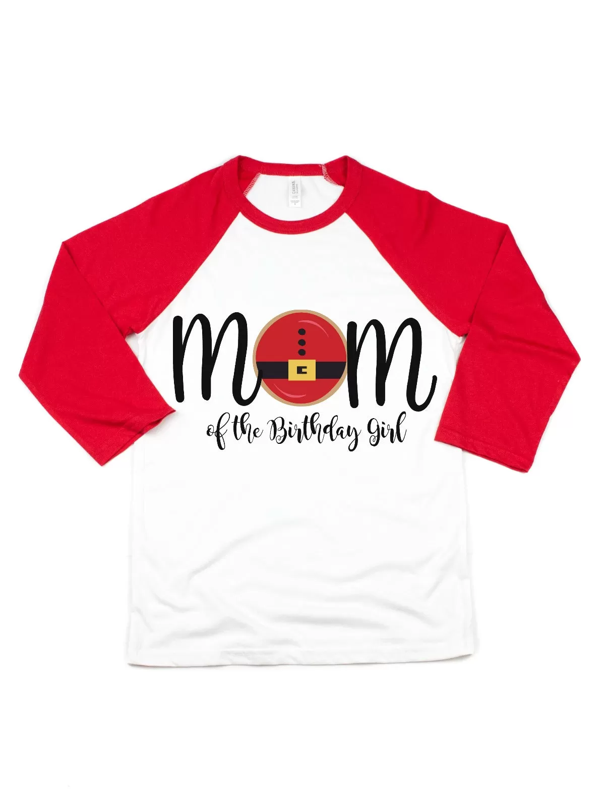 Dad of the Birthday Girl Santa Donut Raglan