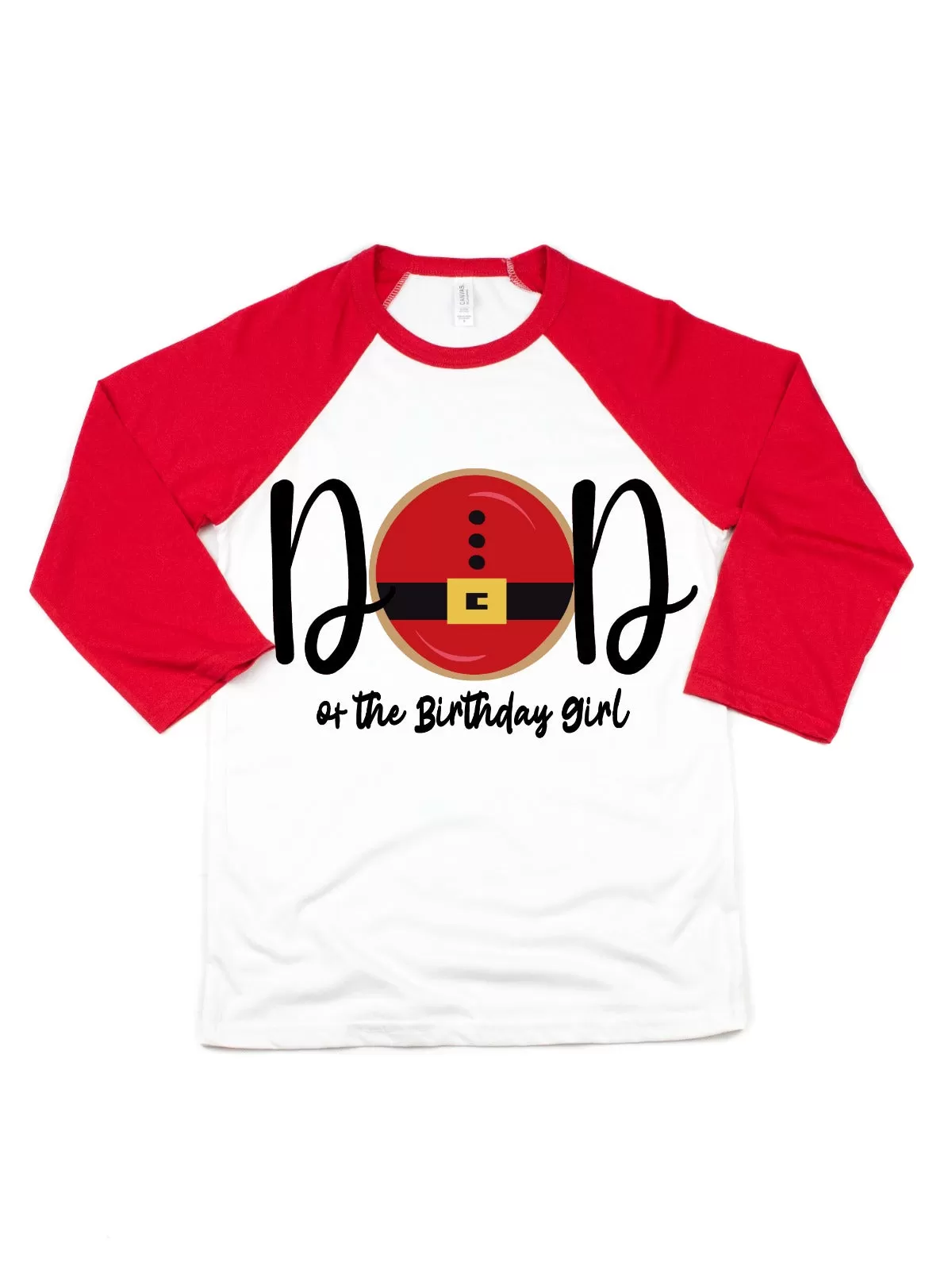 Dad of the Birthday Girl Santa Donut Raglan