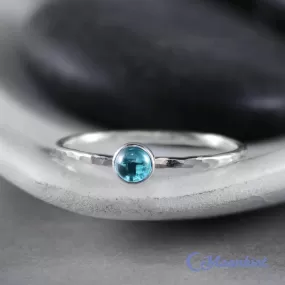 Dainty Silver Blue Topaz Pinky Ring | Moonkist Designs