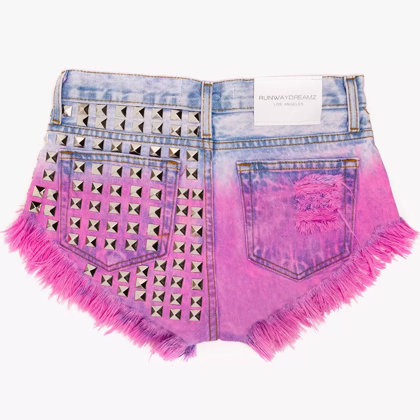 Dangers Rose Ombre Studded Vintage Shorts