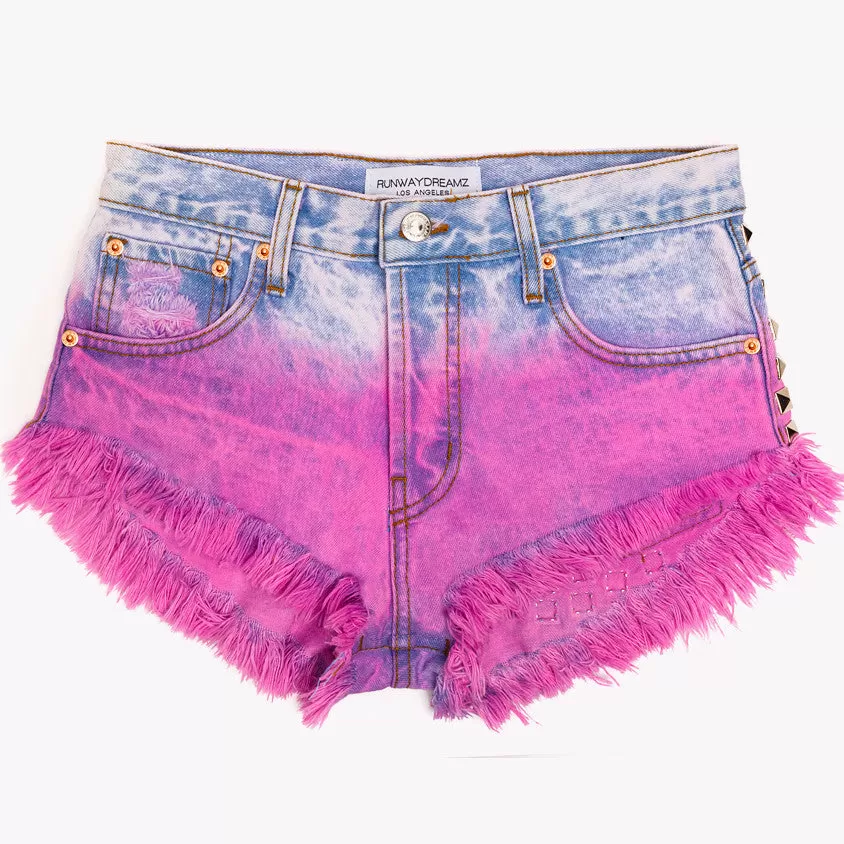 Dangers Rose Ombre Studded Vintage Shorts