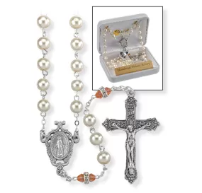 Deluxe November Birthstone Imitation Pearl Rosary