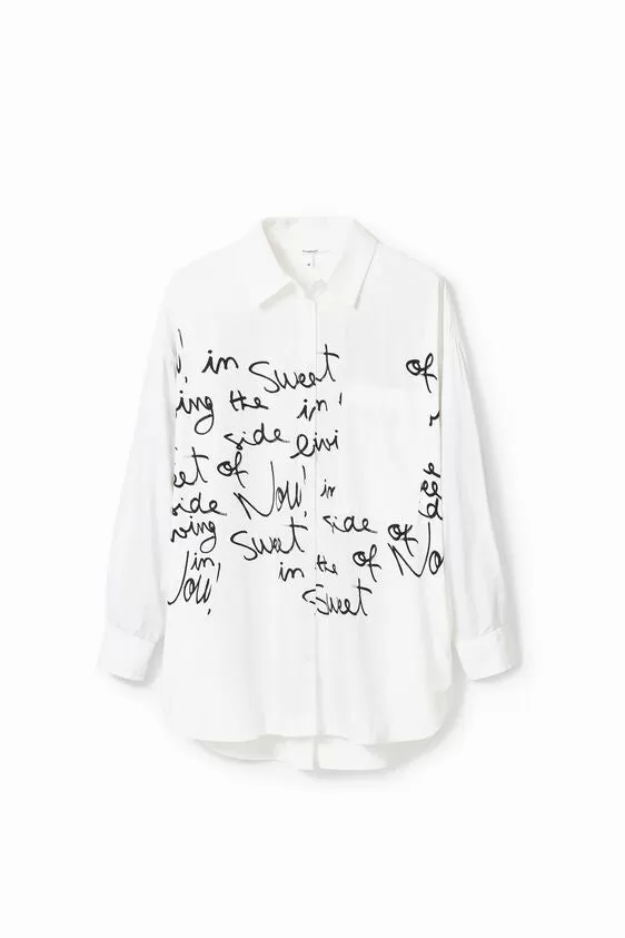 Desigual Oversized Wording Print Shirt - Bianco