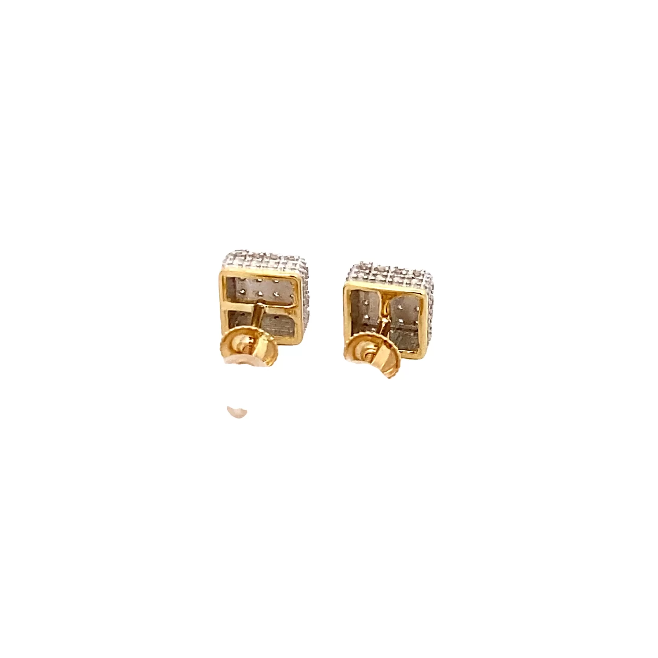 Diamond 0.20Ctw Big Cube Shaped Earrings