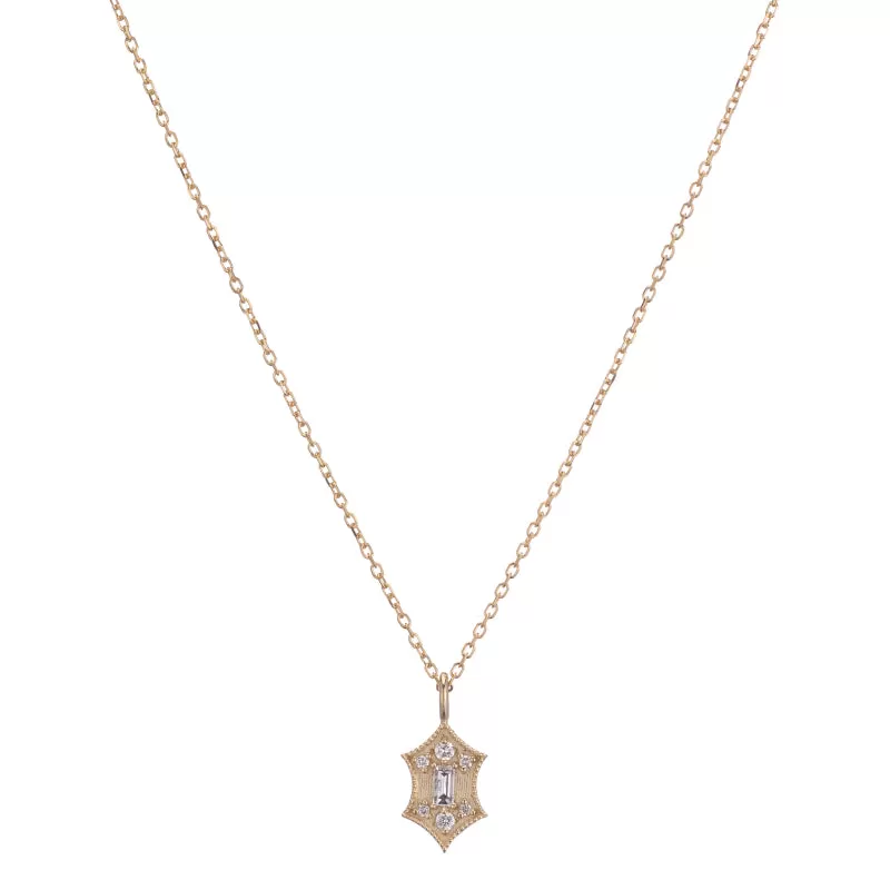 Diamond Baguette Shield Necklace