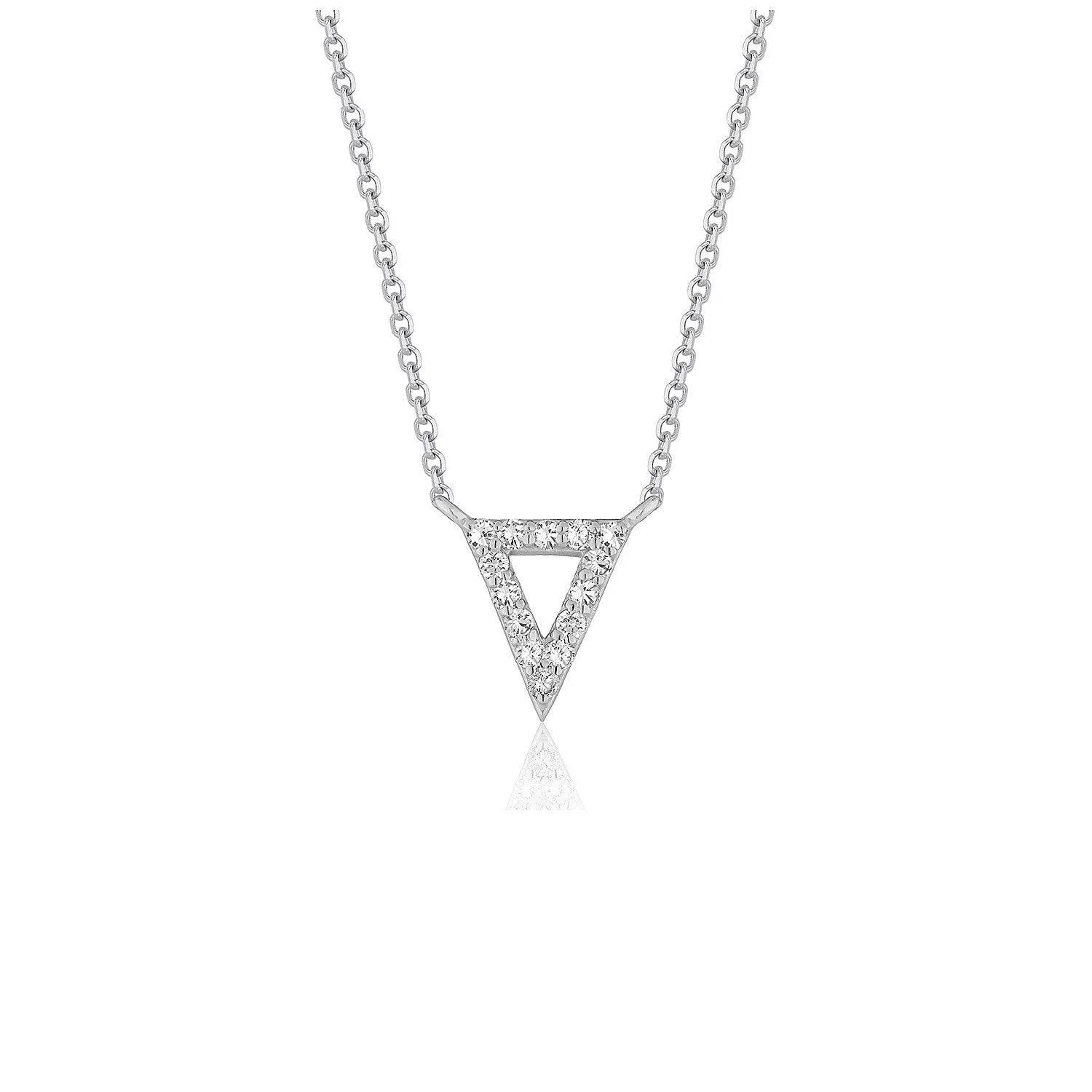 Diamond Inverted Triangle Pendant in 14k White Gold