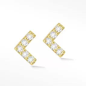 Diamond Push Back Earrings Arrow 14k Yellow