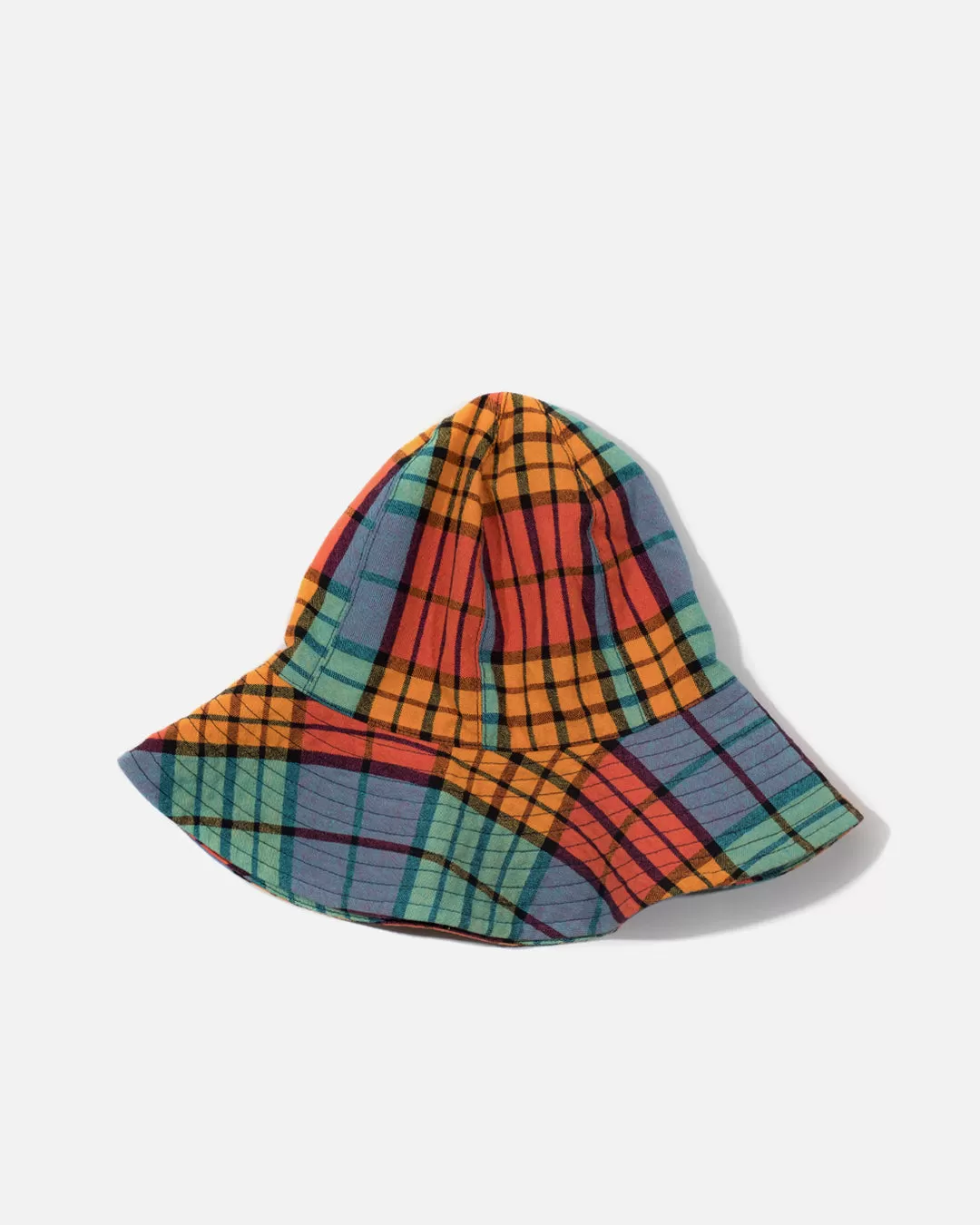 Dome Hat - Multi Colour Cotton Oxford Plaid