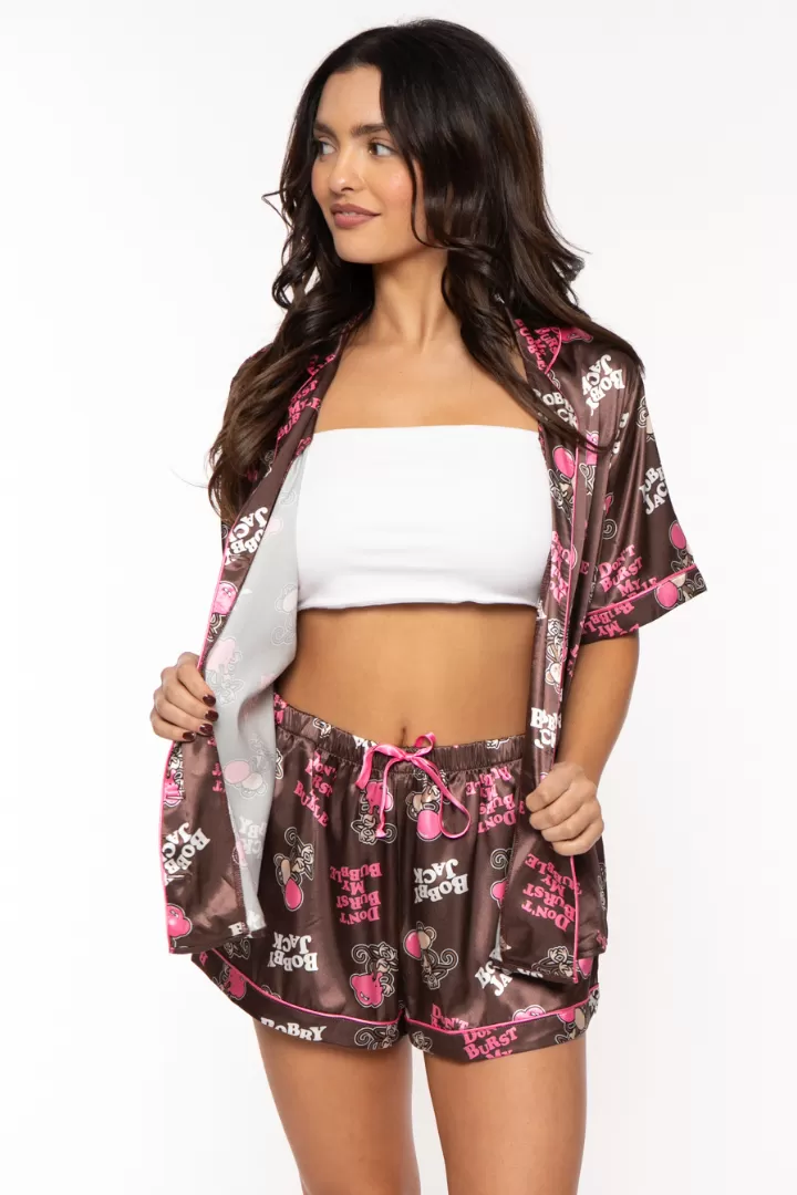 Don't Burst My Bubble - Bobby Jack Pajama Set - Brown