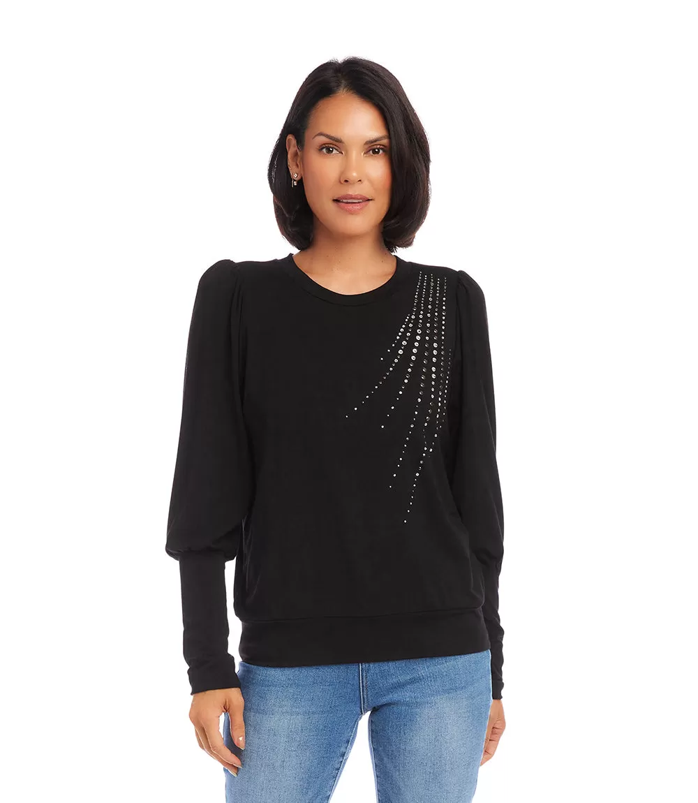 Embellished Bishop Sleeve Top