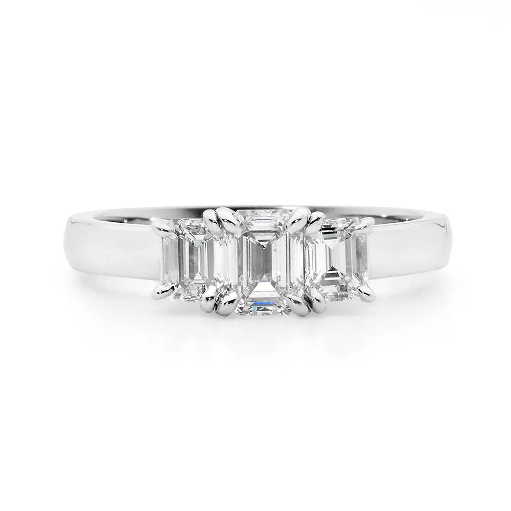 Emerald Cut Three Stone Diamond Ring