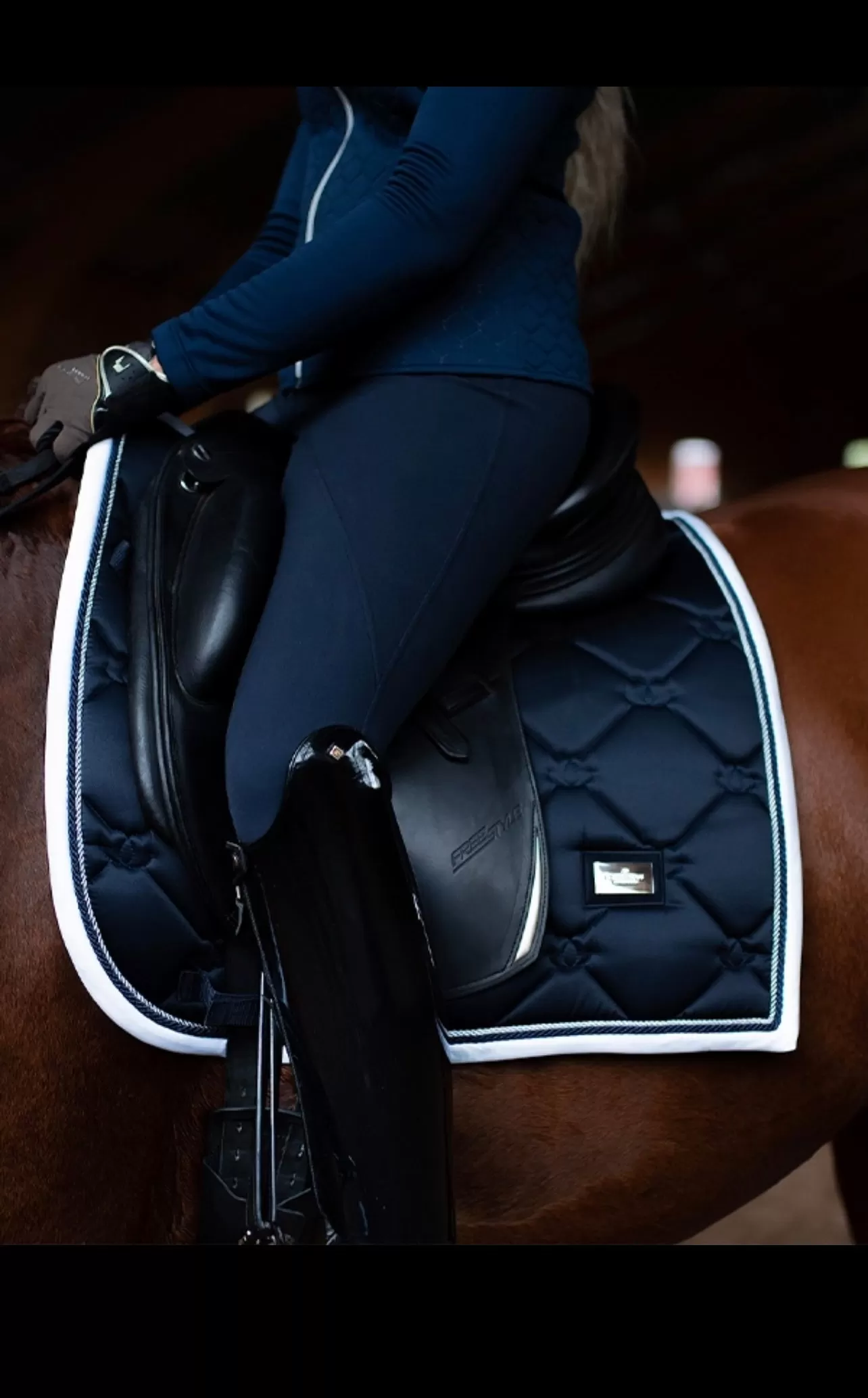 EQUESTRIAN STOCKHOLM MIDNIGHT WHITE EDGE DRESSAGE PAD