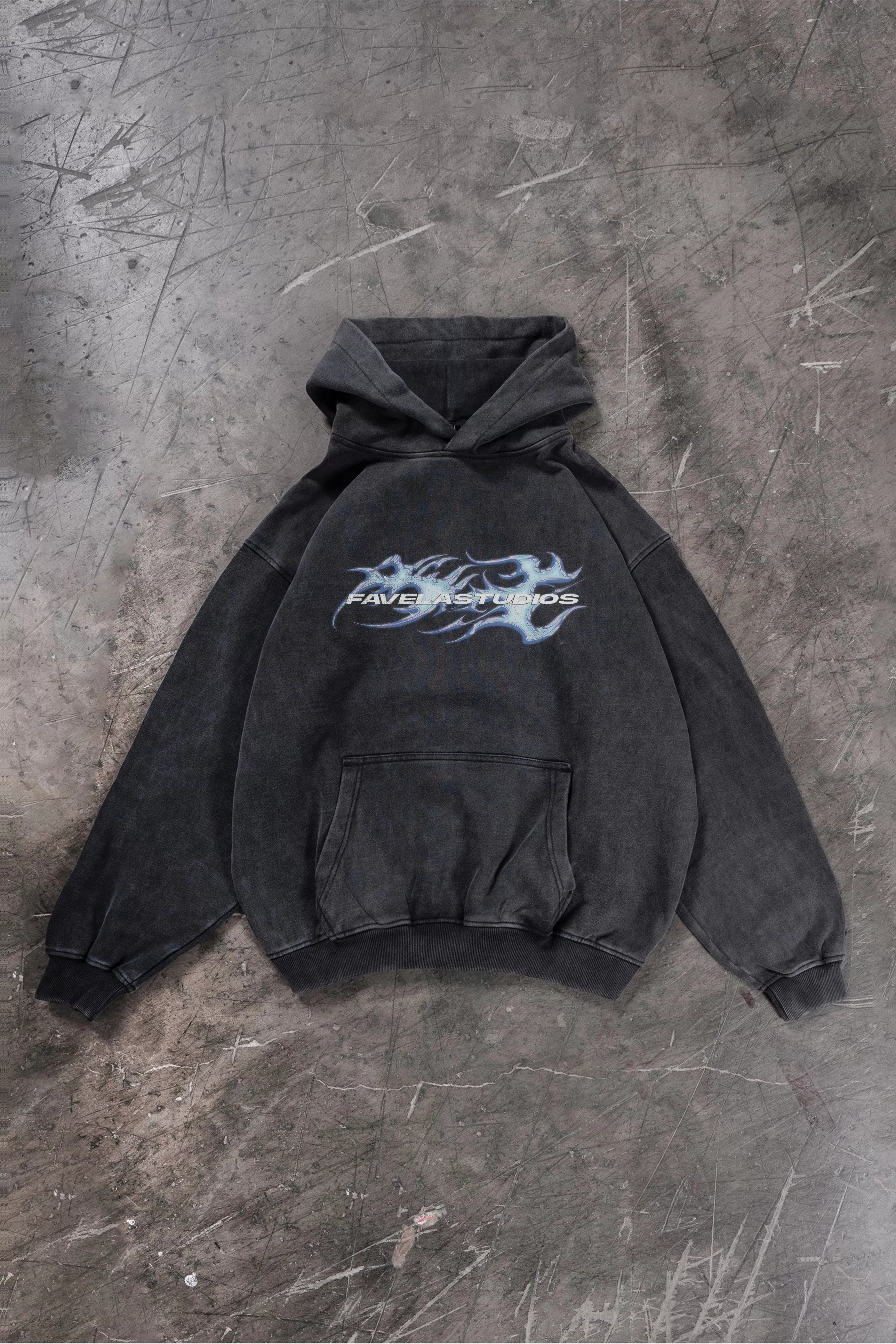 FIRECHROME BLACK WASHED HOODIE