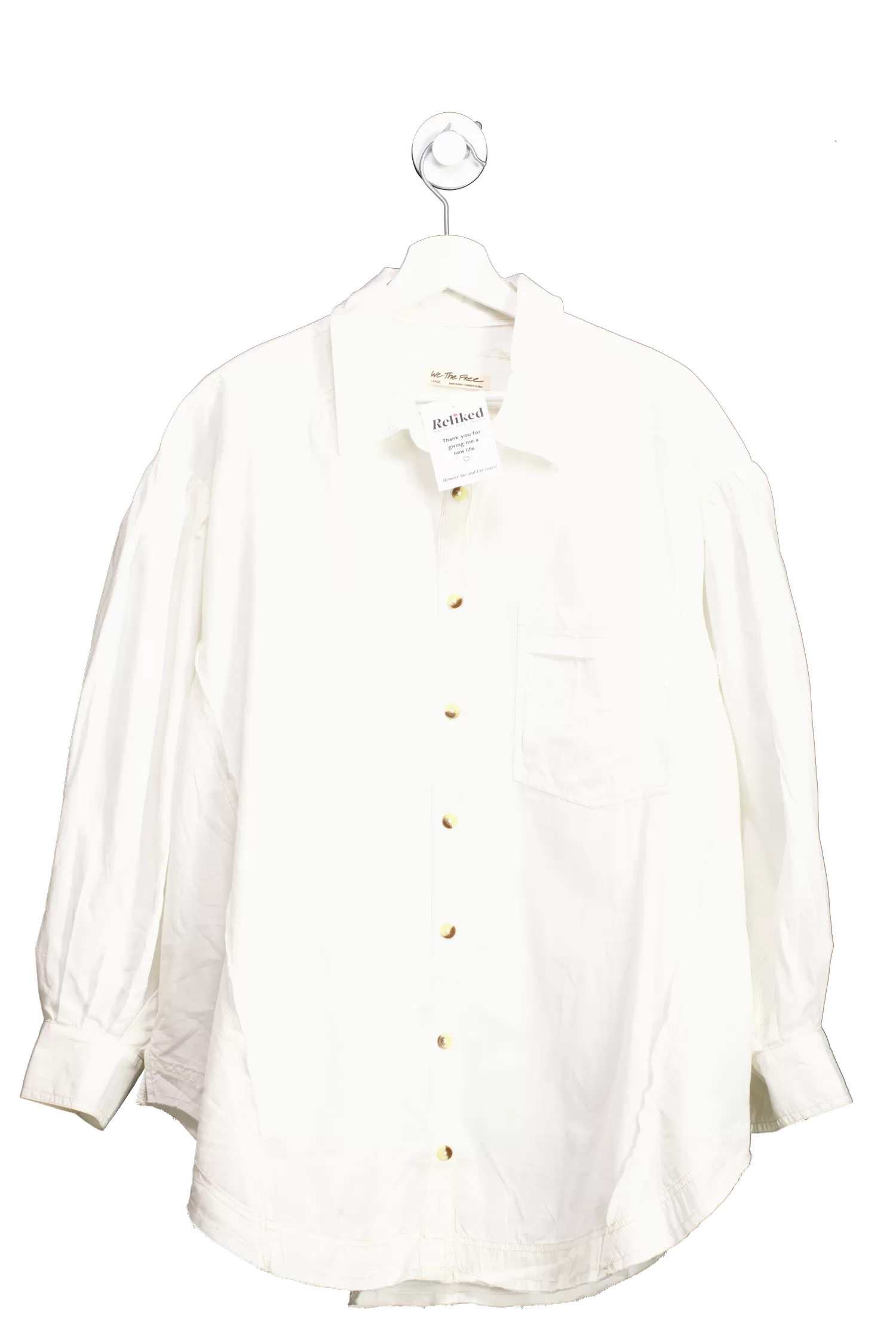 Free People Ivory Cotton Happy Hour cotton poplin oversize Shirt UK L