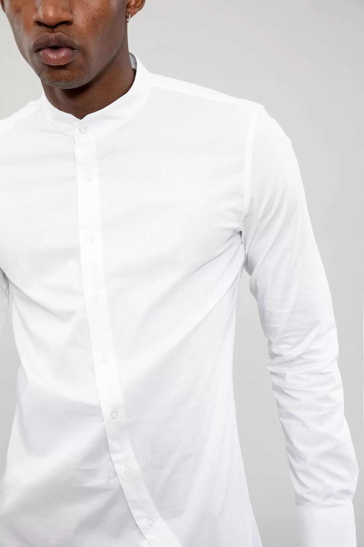 Frilivin Asymmetric Shirt with Tunisian Collar