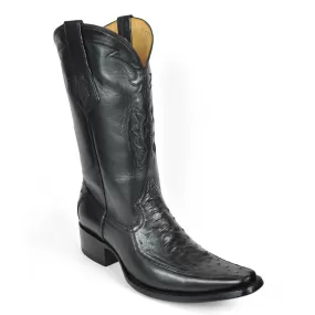 Gavel Men's Vela Spanish Toe Ostrich Boots - Black