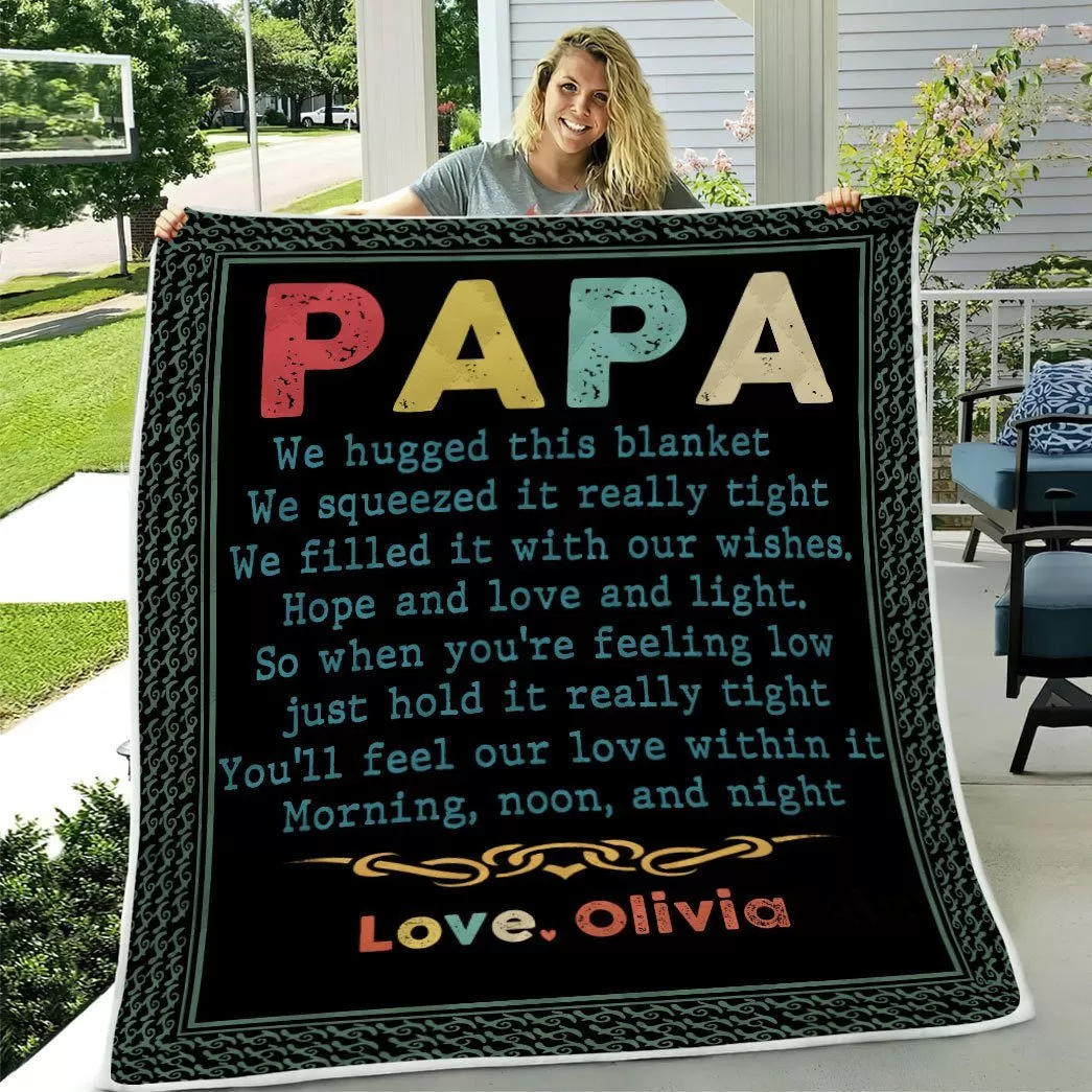 Gearhuman 3D Happy Fathers Day Gift Papa We Love You Custom Name Blanket